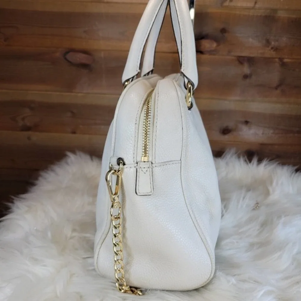 Michael Kors Vanilla Knox Tassel Genuine Leather Medium Satchel